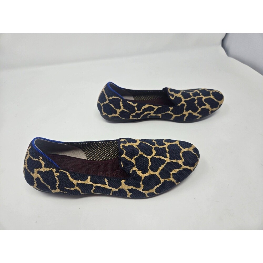 Rothy's The Loafer Giraffe Print Navy Gold Knit Flats Womens 7.5 NEW Preppy Chic - Picture 3 of 7